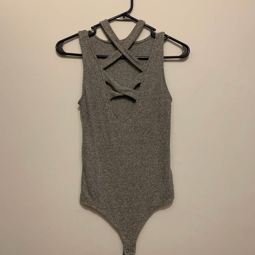 Gray Ribbed Bodysuit - Picture 2 of 4